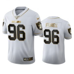 NFL Las Vegas Raiders #96 Clelin Ferrell White Golden Edition Vapor Limited 100 Jersey